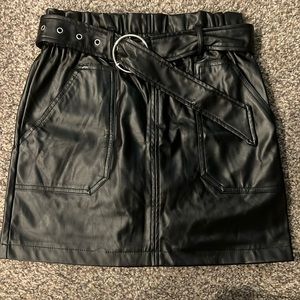 F21 black leather skirt